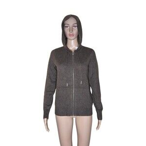 NWT Quince Womens Brown Mongolian Cashmere Full Zip Hoodie Cardigan Sweater XS